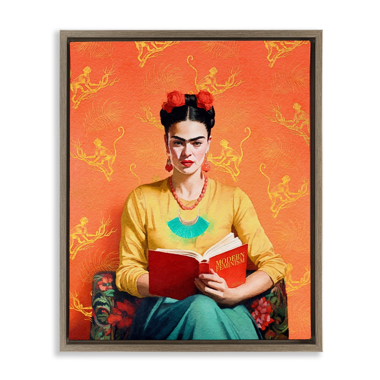 Stupell Industries Modern Frida Kahlo Framed Floater Canvas Wall Art